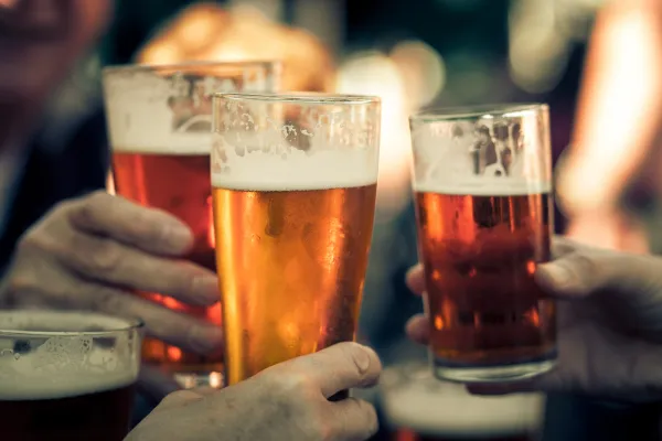Celebration Toast with Pints ​​of Beer